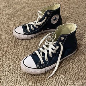 Gently used converse high tops, blue, size 6.5
